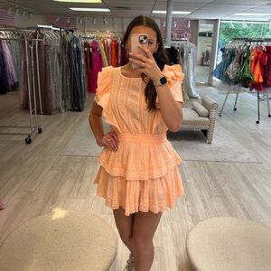 Peach Ruffled Mini Dress